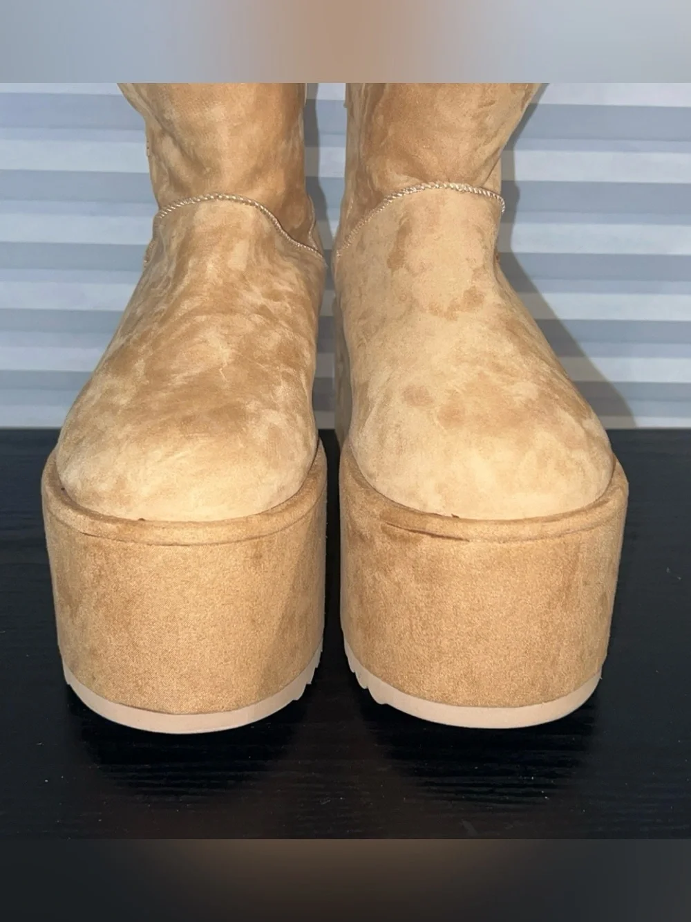 DARKER WAVES ATMOSPHERE FLEECE LINED SUEDE PLATFORM BOOTS - BROWN
